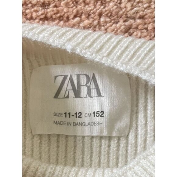 Zara Kids Striped Sweater Size 11 12 Years 152 White Black Knit Long Sleeve - Picture 2 of 7